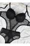 Supportive Lace Tulle Detailed Snap-On Bodysuit