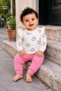 Baby Girl Heart Patterned Top and Bottom Set Seasonal 3 6 9 12 Months - 2