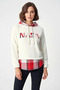 Women's Hooded Plaid Patterned White Sweatshirt - 3