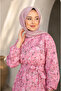 Women's Floral Patterned Belted Slim Summer Hijab Dress Sb0040 - 2