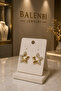 Gold Color Stainless Steel Star Figured Zircon Stone Earrings 1043 - 2