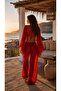 Red Lux Chiffon Fabric Blouse and Pants Beach Wear 2 Piece Set L/Xl - 4