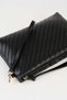 Women's Bellis Knitted Black Lined Faux Leather Wrist Strap Portfolio Handbag and Clutch Bag