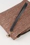Women's Bellis Straw Light Brown Lined Faux Leather Wrist Strap Portfolio Handbag and Clutch Bag