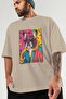 For Dog Lovers 59 Front Dog Printed Beige Oversize T-Shirt 100% Cotton Unisex Dog Lover Premium Design - 3