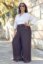Elastic Waist Bib Detail Lined Pleated Wide-Legged Plus Size Chiffon Pants Skirt