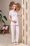 Women's Blue Satin Polka Dot 3-Piece Maternity Pajama Set with Dressing Gown - 2