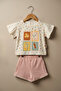 Floral Printed Patterned Baby Girl Summer Set with Ruffles, 2-Piece Set