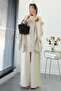 Premium Linen Trouser Set with Gathered Side Sleeves - Natural - 5