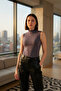Women's Anthracite Gray Sleeveless Turtleneck Basic Blouse - 4
