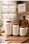 3-Piece Acacia Lid Porcelain Jar Set Tea Sugar Salt Coffee Jar Set 1100ml 800ml 400ml Set - 2