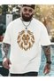 Men's Style Gold Lion Printed T-Shirt Oversize Loose Boyfirend