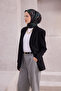 Twill Silk Scarf Black, Cyan Green, Tan - 2