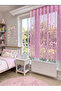 Pink, Star Patterned, 1 to 2 Sparse Pleats, Children's and Baby's Room, Honeycomb Top Short Tulle Curtain - 6
