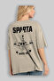 Sparta Gym Oversize Back Printed Beige T-Shirt 100% Cotton Streetwear Premium Comfortable Fit - 3