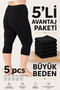 Women's 5-Pack Black Plus Size Underwear Capri Leggings (with Mesh) - 90% Cotton