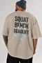 Squat Bench Deadlift 3 Oversize Back Printed Beige T-Shirt 100% Cotton Streetwear Premium Comfortable Fit - 5