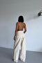 Women's Wide Leg Jeans with Reverse Tie Detail - 7