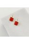 Chalcedony Large Square Natural Stone Earrings Orange