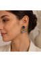 Blue Stone Gold Detailed Women's Earrings |   Acetate Look Modern Nail Earrings - 4