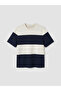 Navy Blue Crew Neck Color Blocked Men's T-Shirt