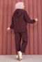 Hooded Zipper Detailed Casual Double Set in Plum - 6