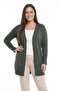 Women's Sleeves Button Detailed Stone Print Lettering Plus Size Long Cardigan