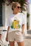Summer Vacation Suitcase Printed Crew Neck Unisex Oversize T-Shirt – Holiday Themed Cotton T-Shirt