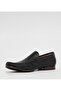 Plain Black Leather Loafers Shoes - 2