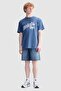 Bennett Loose Fit Crew Neck Printed 100% Cotton Men's Navy Blue T-Shirt - 3