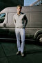 Men's Light Grey-Melange Wool Standard Fit Regular Cut Polo Collar Jacquard Knitwear Sweater - 2