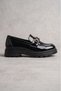 Luna Chain — Women's Orthopedic Sole Metal Buckle Detailed Casual Lightweight Loafer Ballerina Black Women's Shoes - 6