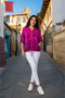 Women's 4/3 Capri Sleeve Hooded Italian Style Zippered Cotton Thin Fabric Jacket - 5
