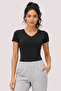 Women's V-Neck Cotton & Modal Short Sleeve Basic Stretchy T-Shirt - Comfortable Fit for Daily Use - 2