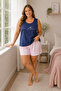 Women's Plus Size Cotton Pajama Set with Straps and Shorts - 3