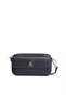 Women's Detachable Cross Strap Th Monogram Textured Navy Blue Shoulder Bag