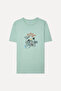 Men's Green Comfort Fit Printed Crew Neck T-Shirt