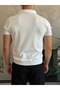Men's Button Closure Slim Knitwear Tshirt White Eca083 - 6