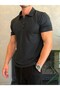 Men's Regular Fit Button Closure Cotton Polo Tshirt Black Eca085 - 3
