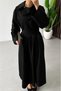 Women's Asymmetrical Collar Maxi Dress with Belt Detail - 3