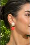 Double-Sided Coral Orange & Effective Ball Earrings |   Stylish Gold-Detail Women's Earrings ✨ - 2