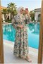 Women's Draped Modal Fabric Floral Patterned Hijab Dress (Unlined) - 3