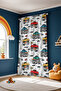 Strong Trucks Patterned Children's Baby Room Background Curtain (Single Wing Pricing) - 4