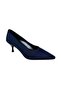 Women's Navy Blue Satin Pointed Toe Thin Heeled Stiletto - 2