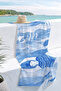 Abstract Female Figure Sea-Themed Beach Towel - Mediterranean Blue and White Quick-Dry Microfiber Towel - 4