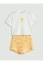 Lcw Kids White Crew Neck Girls' T-Shirt and Shorts Skirt