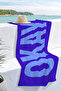 Modern Blue Purple Okey Beach Towel Coverlet - Minimalist Summer Style Quick-Dry Microfiber Towel Coverlet