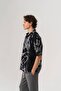 Abstract Design Detailed Short Sleeve Oversize Shirt - 5