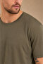 Lyocell Khaki Crew Neck Regular Fit Men's T-Shirt - 3