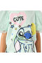 Round Neck Short Sleeve T-shirt with Stitch Print - 5